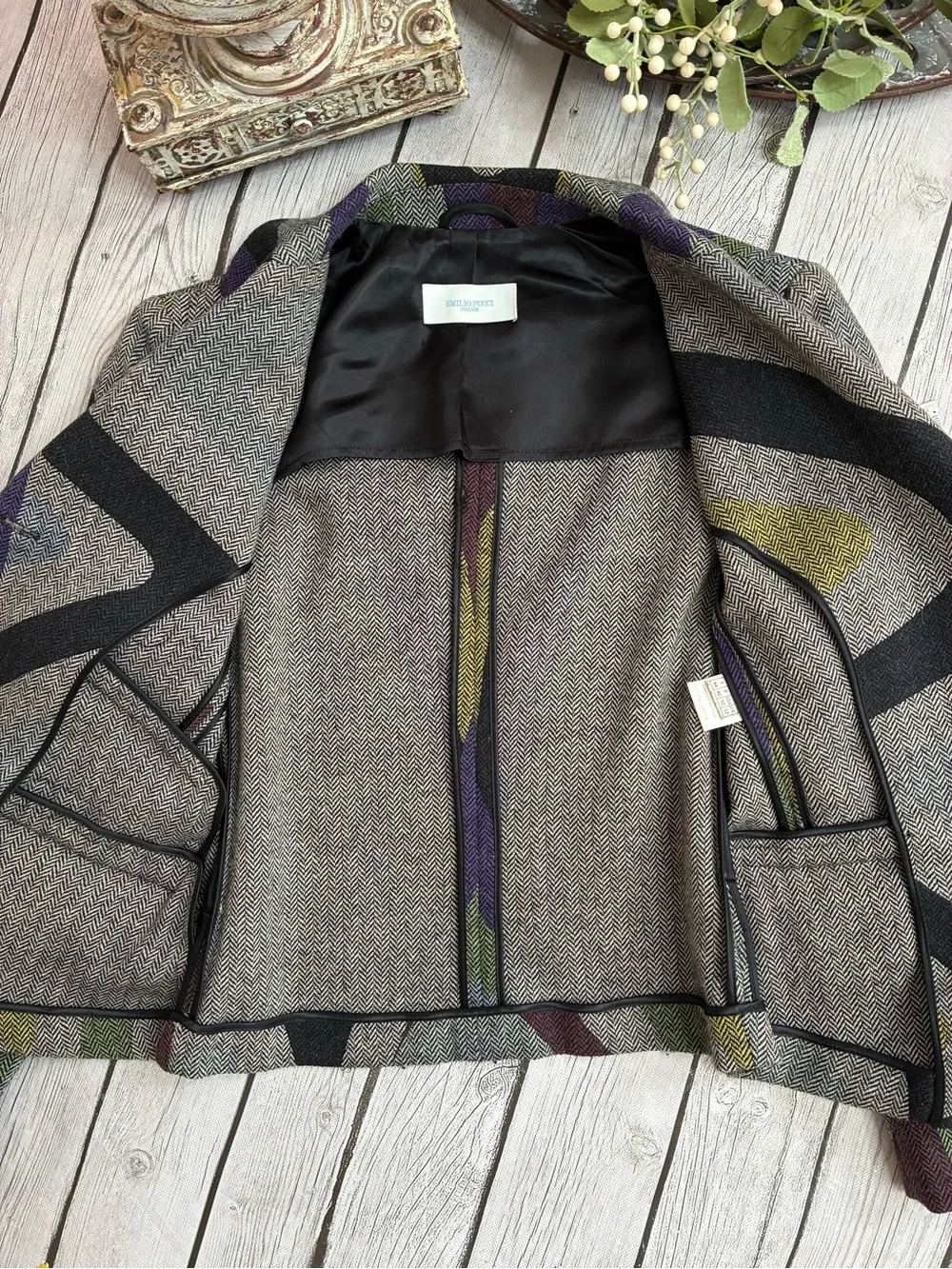 VINTAGE Emilio Pucci  Abstract Italian Wool Blazer